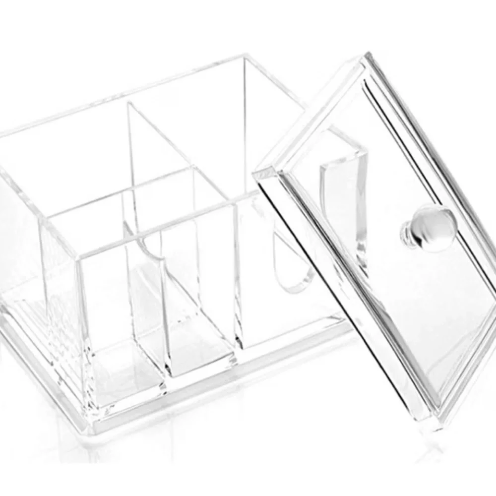 Oasis Home Clear Acrylic Vanity Organizer 4 Compartment Dispenser 5x4x5 Set Of 2